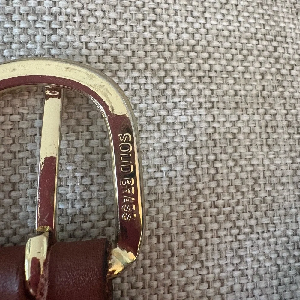 Navy Nautical Ribbon Canvas Belt with Brown Leather Trim